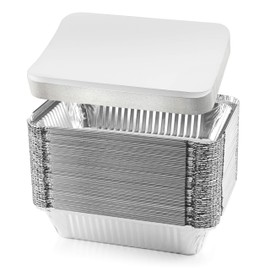 NYHI 8.4" x 5.9" Disposable Aluminum Pans with Lids Foil Containers for Cooking Baking Meal Prep Takeout Heavy Duty Food Storage Pan Trays Freezer Container with Lid
