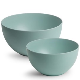 10"&11.3" Extra Large Salad Mixing Bowls, 135 & 208Ounce Bamboo Fiber Deep Serving Bowls for Party, Set of 2 Nesting Bowls, Lightweight Big Bowl for Kitchen & Prepping Salad, Pasta, Fruit - Turquoise