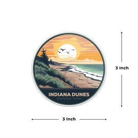 Indiana Dunes - calcomanía de vinilo impermeable para parachoques de coche, portátil, equipaje, botella de agua, pared y ventana, tamaño - 3 x 3 pulgadas
