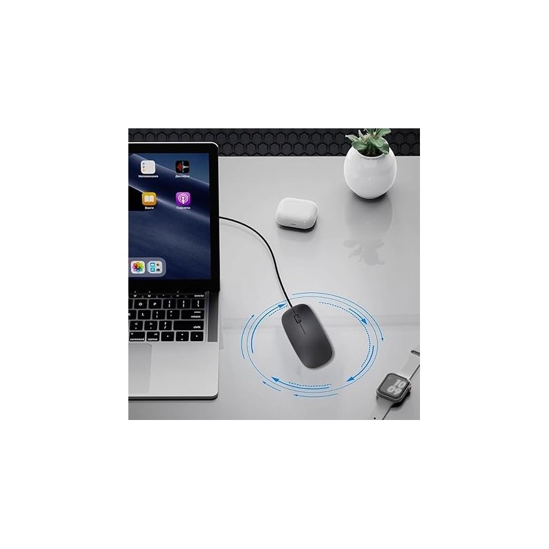 Ultra-Slim USB optical wired mouse for Laptop Computer Desktop, universal