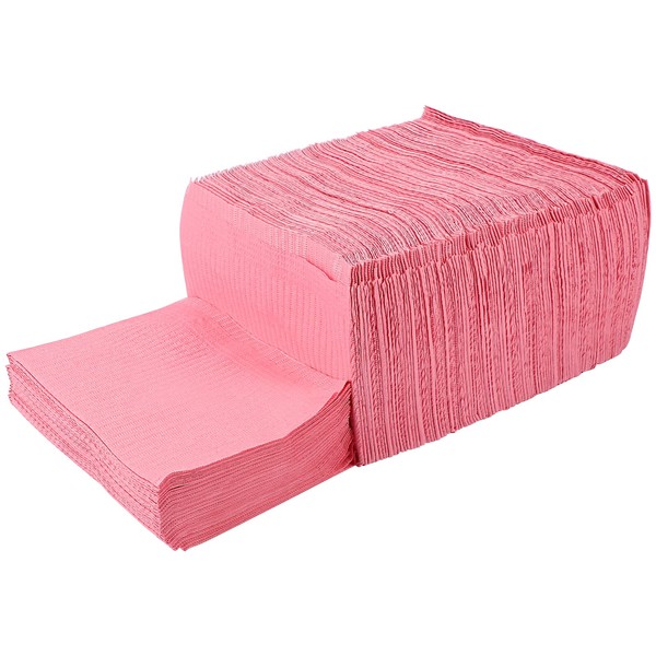 Healifty 110-120pcs Dental Bibs Disposable Waterproof Patient Bibs Dental Scarf Towel for Dentist Clinic Use (Pink)