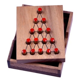 LOGOPLAY The Last Fighter - Triangle - Solitaire - Plug-In Game - Thinking Game - Puzzle Game - Patience Game - Logic Game Made of Wood