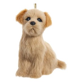 Kurt Adler F2242GO Furry Golden Retriever Dog 4 x 3 Inch Acrylic Hanging Christmas Decoration Ornament