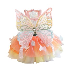 BT Bear Princess Dress, Butterfly Wedding Dress with Multi-Layer Tutu Skirt for Small Medium Dogs, XXXL