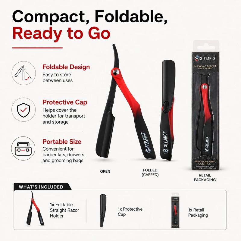 STYLANCE Foldable Straight Razor Holder, Fast and East to Assemble,
