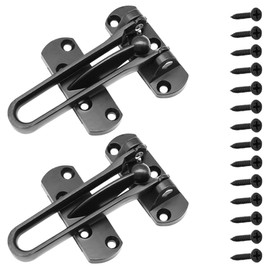 Ruidee 2Pcs Swing Bar Lock Front Door Locks Alloy Automatic Security Door Chain Restrictors Reinforcement Lock Latch Guard Clasp Flip Lock for Home Hotel (YG-MS/Black)