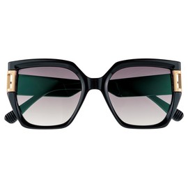 meigan 7998-01 Women's Sunglasses Square Frame UV400 UV Protection, Stylish, Graduated Lens, Durable, Hard Coat, Deca Sunglasses, Small Face Effect, Black/Smoke Half