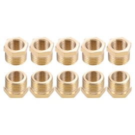 DTGN G1/4 Male x G1/8 Female Brass Pipe Fitting - 5Pack - Good for Pipe Connection - Brass Reducer Adapter - Gold Tone