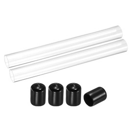 uxcell 2Pcs Clear Rigid Acrylic Pipe, 13mm(0.51") ID x 15mm(0.59") OD 12" Round Polycarbonate Tube Plastic Tubing with Rubber Caps for Plumbing, Lighting, Aquarium, DIY Projects