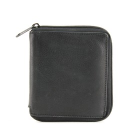 Bacci Men's Black Leather Bifold Wallet - Slim, Classic Minimalist Design with 9 Card Slots, Zip Pocket, Top Grain Leather