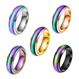 Pack of 5 Mood Ring, Mood Ring, Mood Ring, Colour Changing Ring, for Men, Women, Fashion Jewellery, Daily Life, Party, Birthday, Valentine's Day, Gift, Travel
