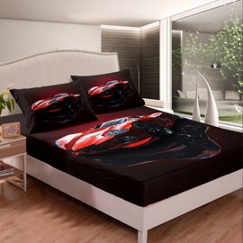 Feelyou - Juego de sábanas bajeras de coche de carreras para niños, niñas, adolescentes, automóviles, deportes extremos, ropa de cama de coche de carreras de velocidad fresca, funda de cama de plumón