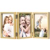 3 Picture Frame 4x6 Golden Triple Hinged MDF Wood with