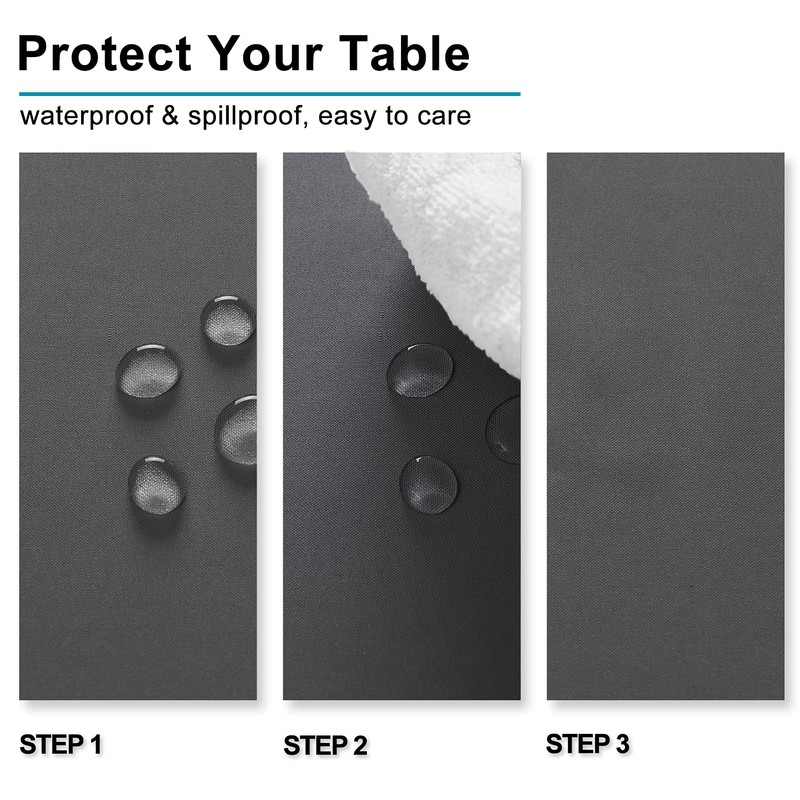 Hiasan Rectangle Tablecloth Grey - Wrinkle Resistant and Waterproof Washable