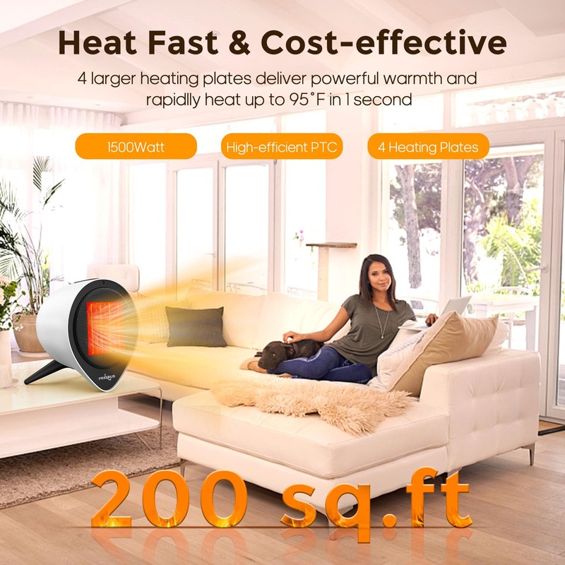 Small Ceramic Heaters for Indoor Use, 1500W PTC Electric Heating