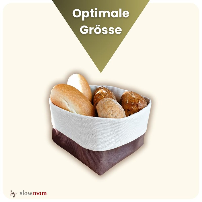 slowroom 12.5 x 12.5 x 10 cm Bread Basket, Cotton,