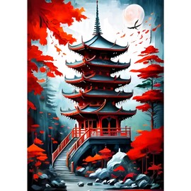 QQYRHN 5D Architecture Diamond Painting Kit for Adults Beginners Pagoda Diamond Art Kits Complete DIY Chinese Style Diamond Embroidery Set Perfect for Relaxation and Decoration 30 x 40 cm