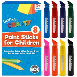 SOL 8pk Assorted Colours Paint Sticks, Mess-Free Paint Sticks for Children & Toddlers, Easy-to-Use Kids Paint Sticks for Toddlers, Art Supplies Paint Pens for Kids, Vibrant Colours Paint Stick