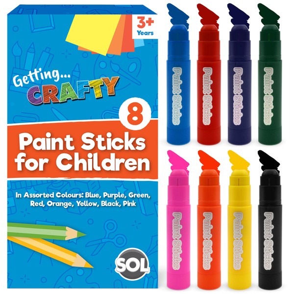 SOL 8pk Assorted Colours Paint Sticks, Mess-Free Paint Sticks for