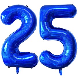 Blue 25 Number Balloons 40 Inch Giant Laser Navy Blue 25 Helium Balloons for 25th Boys Birthday Party Supplies 25th Anniversary Events Decorations