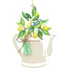 Gisela Graham Teapot with Lemon Tree and Blue Bird Hanging