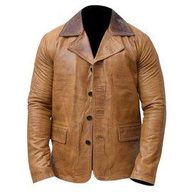 HLH Arthur Morgan's RDR2 Men Brown Blazer Styled Tan Brown Faux Leather Jacket Coat For Men (US, Alpha, Medium, Regular, Regular)