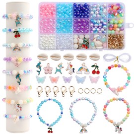 ONBAGLST Beads for Bracelets Children, 6 mm & 8 mm Bracelets Craft Children for Girls, Beads for Threading for DIY Bracelets, Necklaces, Jewellery Making Set for Christmas, Birthday (style2)