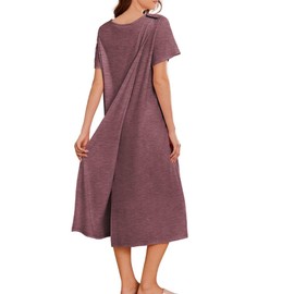 Deyeek Open Back Hospital Gowns for Women Post Shoulder Surgery Dress Adaptive Clothing Night Robes for elderly plus size Dark Red