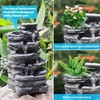 Biling 5-Tier Cascading Rock Outdoor Water Fountain with LED Lights