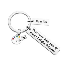 Thank You Art Teacher Gifts for Women Men Art Teacher Appreciation Keychain Christmas Birthday Gifts for Art Instructor Mentor Tutor Artist Painter Palette Key Chain