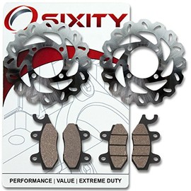 Sixity Front Ceramic Brake Pads Rotor compatible with Yamaha YXR700F Rhino 700 FI 2008 Complete Set
