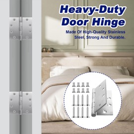 cobee 6 Pack 4.5" Stainless Steel Door Hinges, Ball Bearing Heavy Duty Hinges with Square Corners for Commercial Residential Doors, 1/8 Inch Thickness Includes 96 Screws