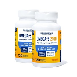Ocean Blue Omega 3 2100  Mezcla olnica  120 unidades  Paquete de 2  Sabor natural de naranja  Sin sabor a pescado o eructos  Salud del corazn...      