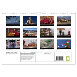 Bhutan 2026 - Land des Donnerdrachens (Wandkalender 2026 DIN A4 quer), CALVENDO Monatskalender: Klöster, Menschen und Landschaften aus Bhutan (CALVENDO Orte)