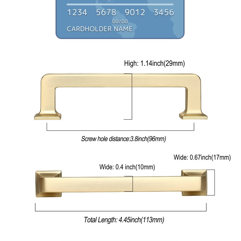 9BUILD 3.75 Inch 10 Pack Kitchen Cabinet Handles Brushed Brass