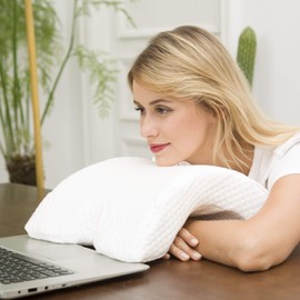 Neck Cervical Pillow for Couples Cuddle Pillow Memory Foam Pillow for Sleeping Slow Rebound Pressure Arched Couple Pillow for Side Sleeper Neck Back Pain Lumbar Support Office Rest Pillow