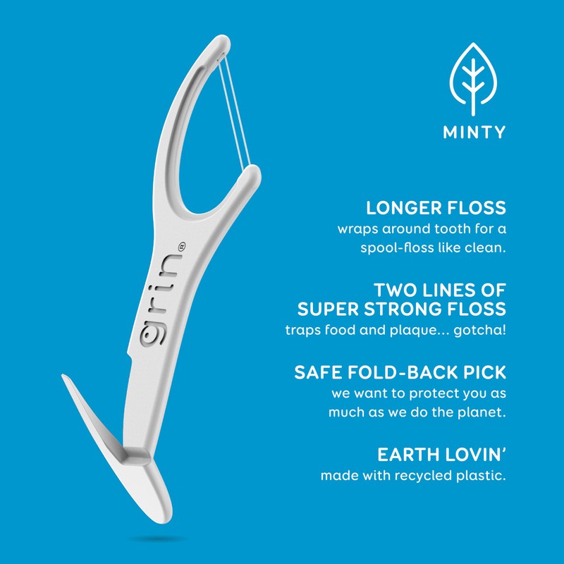 GRIN Double Flosspyx, Floss Picks, 75 Count, Dental Flossers, Minty