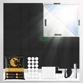 Window Blackout Roller Blind, 300 x 145 cm, 420D Oxford 100% Window Blackout Fabric, No Drilling, Portable Travel Sun Protection, Roof Window Blackout with for Windows and Doors, Can be Cut to Size