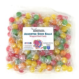 YANKEETRADERS Assorted Sour Fruit Balls, 2 Lb Bag