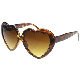 zeroUV Large Oversized Womens Heart Shaped Sunglasses Cute Love Fashion Eyewear (Tortoise)