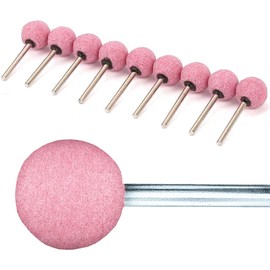 10PCS Ball Grinding Bit 6mm x 25mm Mounted Points Grinding Wheel Head Chrome Corundum Sphere Rotary Burrs for Ceramic Stone Metal DIY Sanding (Pink)