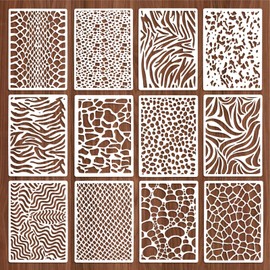 Jeffdad 12 Pcs Stencils for Crafts Reusable, Texture Stencils for Painting, Layering Drawing Templates Painting on Card Making Canvas DIY Crafts Furniture Paper(8.27 x 5.9 Inch)
