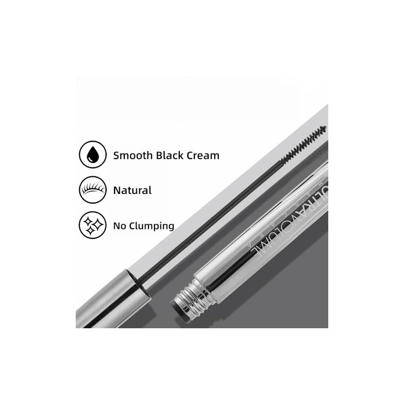 Black Mascara with Small Brush for Lower/Fine Lashes, Thicker, No
