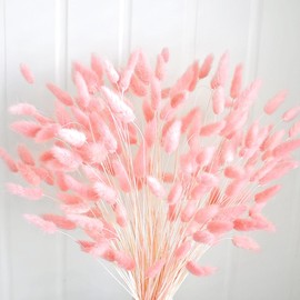 120 PCS Pink Dried Pampas Grass Decor, 17-inch Pompas Floral, Dry Flowers for Decoration, Pampas Grass in Bulk Tall, Pink Bunny Tails Dried Flowers for Boho Wedding Decor