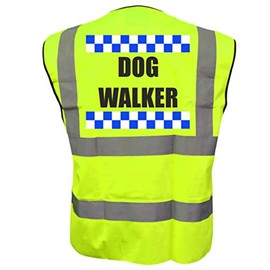 Sillitoe Dog Walker, Dog Walking Yellow Hi Vis Viz Safety Vest Waistcoat For Humans Reflective High Visibility, Dog Walker, EN471 BS, 4XL
