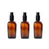 3PCS Amber Square Glass Lotion Bottle Refillable Pump Bottles Travel
