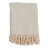 SARO LIFESTYLE Sevan Collection Soft Cotton Diamond Weave Throw, Ivory