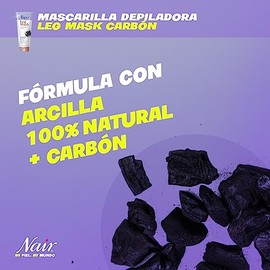 Nair Nair Crema Depiladora Suave Leg Mask Luminosa Arcilla + Carbón 226g, color, 226 gram, pack of/paquete de