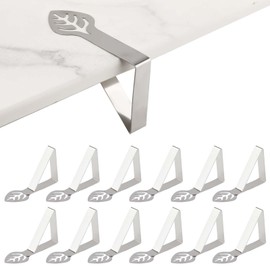 NQEUEPN Pack of 12 Leaf Shape Tablecloth Clips, Suitable for 2-3 cm Thick Tables, Stainless Steel Table Clips, Table Cloth Holder for Picnic, Camping, Outdoor, Party, Wedding