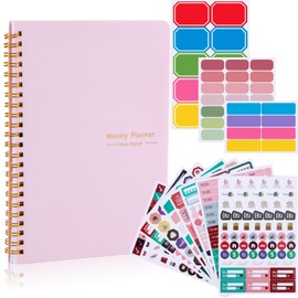 PZJFH 1 x Wochenplaner, 11 Aufkleber, A5-Wochenplaner, Planer der Liste der Dinge, die Sie tun müssen, um die Woche zu erledigen, Gewohnheitstracker (Rosa)